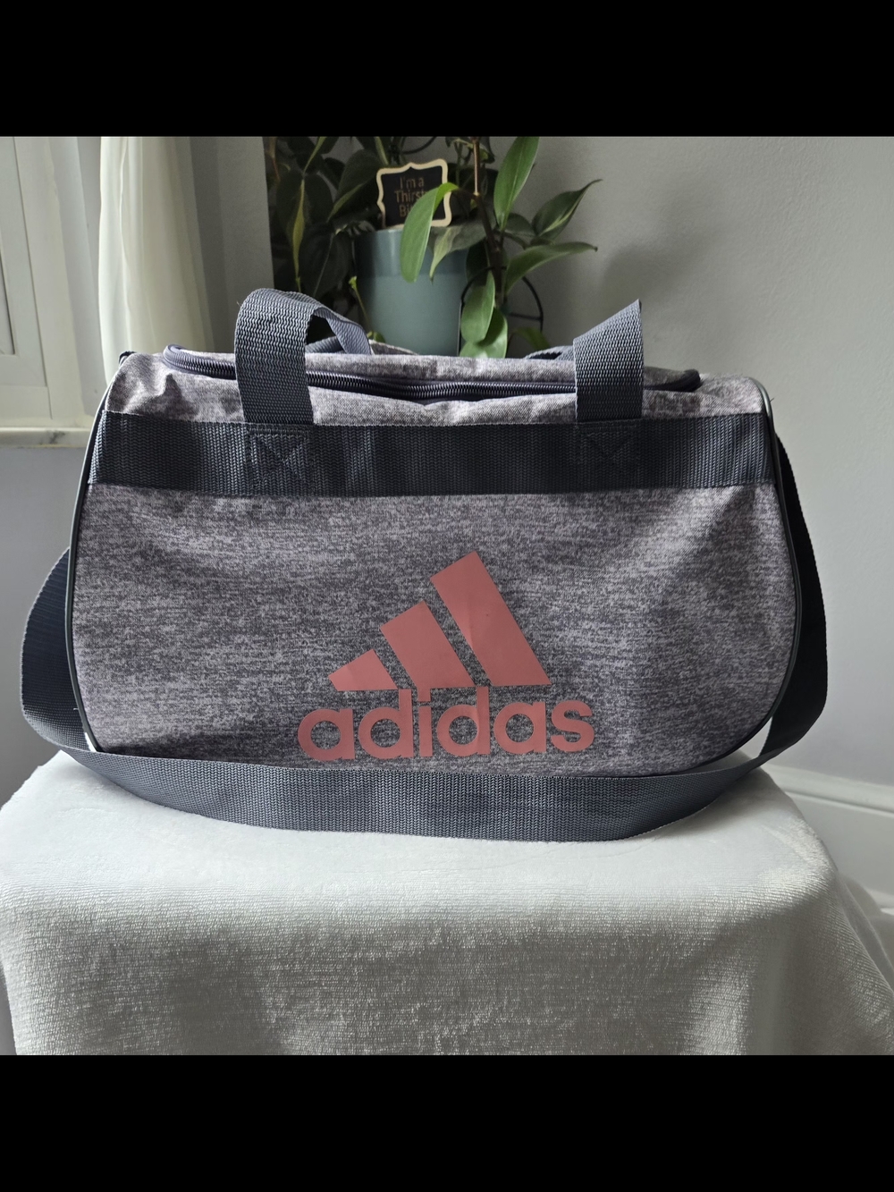 Adidas Diablo Small Duffel Bag - Heather Grey & Coral Pink Gym Locker Travel